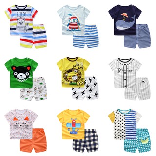nuevo 73-110 niños camisa de manga corta traje de dibujos animados de algodón de verano de los niños niñas de la mitad de la manga traje de algodón ropa de bebé bebé camiseta traje ropa de dormir pijamas ropa de niños