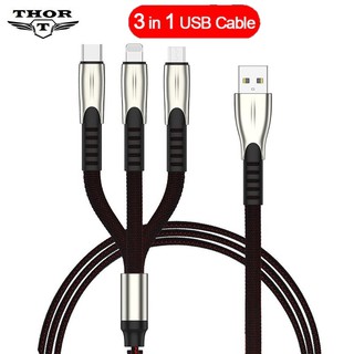 Cable de carga de datos USB Cable 3 en 1 cargador rápido Lightning IOS BLC + Micro USB + Cable tipo C (1)