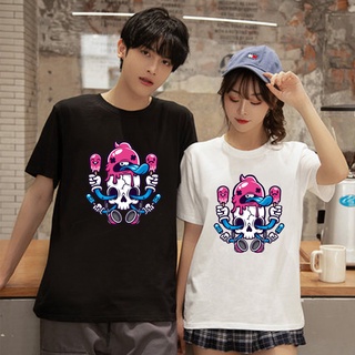 Pareja de dibujos animados de manga corta camiseta Simple pareja camiseta camisas para mujeres hombres 6265