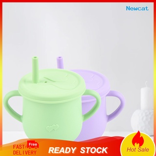 <NEWCAT> Taza de agua suave a prueba de fugas de silicona bebé paja alimentación vaso para el hogar