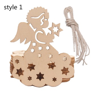 10 PCS Christmas Ornaments Carved Wooden Christmas Tree Pendant Christmas Party Decoration Accessories