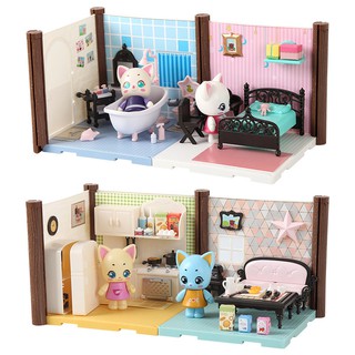 diy mini cottage muñeca gato casa muebles kits juguetes hechos a mano modelo kit de juguete de pretender niños (9)