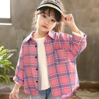 Las niñas camisa a cuadros moda estilo coreano2019otoño nuevo niños manga larga niña bebé moda camisa moda