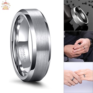anillo de compromiso de carburo de tungsteno cepillado borde biselado pulido anillo de dedo de boda para hombres mujeres (1)