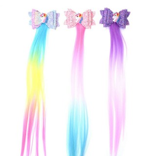 Arcos de cabello unicornio y ángel con extensión de cabello de color con Clips vestido Cosplay