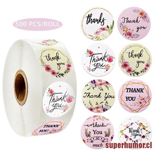 SUPEROM 500pcs/roll round floral thank you stickers for package seal labels