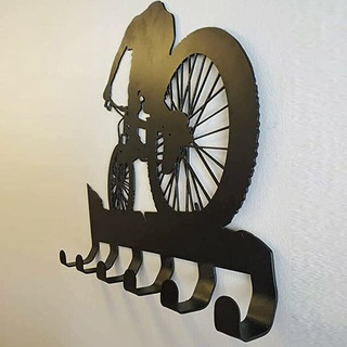 por bicicleta de montaña rack de engranajes de metal decoración de pared ciclismo bicicleta arte de pared colgador de llaves vintage silueta de pared (8)