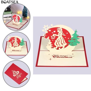 (Boatsea) Tarjeta postal roja de navidad delicada tarjeta postal ecológica para amigos