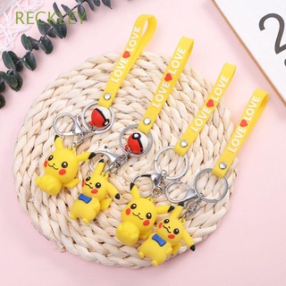 RECKLEY Gifts Animation Peripheral Japanese Anime Figurine Model Pikachu Keychain For Kids Miniatures Cute Keyring Pendant Scultures Key Ring