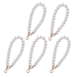 boom 5pcs imitación perla muñequera correa de cadena para cartera perlas blancas cordón llavero correas de mano kit para llaves de bolso (7)