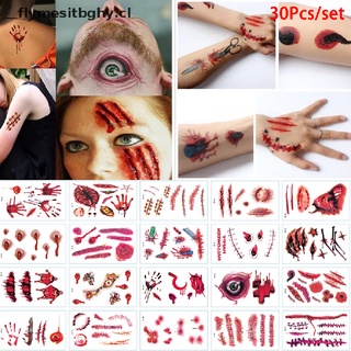 30 hojas tatuajes temporales de halloween tatuajes temporales de vampiro cicatriz de sangre tatuaje pegatina cosplay [cl]