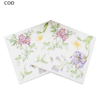 [cod] servilletas de fiesta de boda impresas servilletas de papel de flores para suministros de fiesta decoración 20pcs caliente