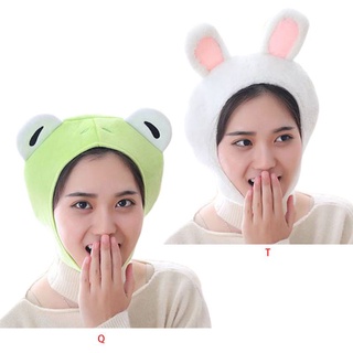 lu mujeres niñas lindo conejo rana animal earflap sombrero invierno caliente peluche gorro máscara cosplay disfraz fiesta suministros foto props