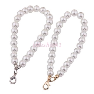Inf 5Pcs perla sintética correa de cadena para cartera perlas blancas cordón llavero correas de mano Kit para llaves de bolso
