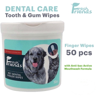 fresh friends - toallitas dentales para mascotas (50 unidades, dientes y encías, para perros y gatos)