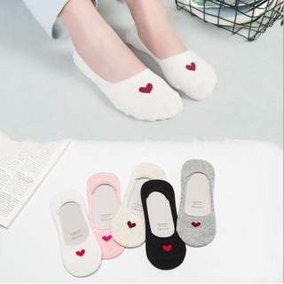 5 encantadores colores de diseño de amor/calcetines de algodón tobillo/calcetines invisibles/calcetines coreanos/calcetines de caramelo para niñas y mujeres transpirables y absorbentes de sudor suave y cómodo