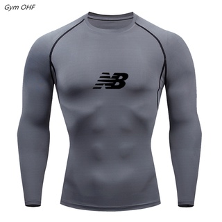 secado rápido para hombre running t-shirt gimnasio fitness rashgard apretado de manga larga polera de los hombres de ejercicio polera de entrenamiento (7)