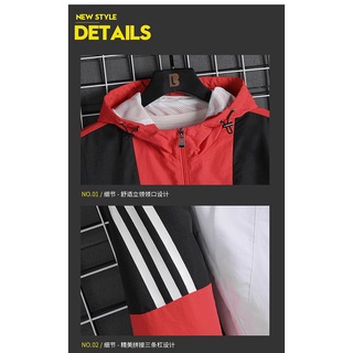 ❤Listo Stock ! Adidas ! Blazer cortavientos para hombres con capucha cortavientos chaqueta cortavientos tres barras superior CVh3 (5)