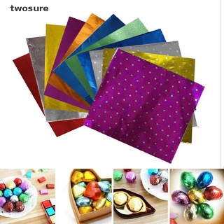 [twosure] 100X Aluminum Wrapper Chocolate Paper Candy Wrapping Tin Embossing Gift Paper .