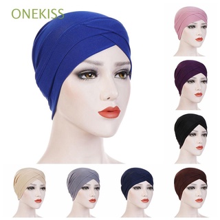 Onekiss diadema con cabeza De algodón para dama Atada diadema Frontal Cruz Turbante debajo De las tapas Hijab bufanda cabezal para mujer/Multicolor