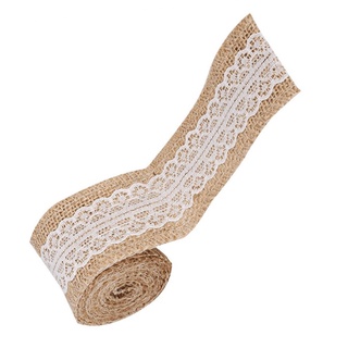 5 cm de encaje blanco rollo de lino tela de lino Vintage Natural yute arpillera cinta de cáñamo (2)