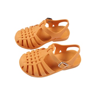 ♡Identificación❀Sandalias planas para niños, verano de Color sólido hueco zapatos para caminar calzado para niñas niños (5)