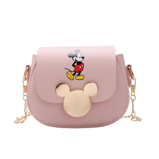 Disney Mickey Mouse Pu Messenger Bag 2021 New Kids Girl Bag Mini Cartera Moda Mickey Mouse Patrón Bolsa de cadena