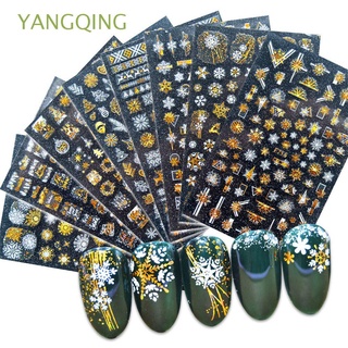 Yangqing autoadhesivo pegamento de uñas láminas de uñas decoraciones de arte de uñas copo de nieve pegatina de uñas de navidad pegatinas (1)