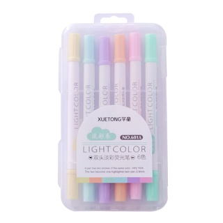AA 6 Colors Double Head Highlighter Fluorescent Markers Drawing Pens Writing Stationery Gift