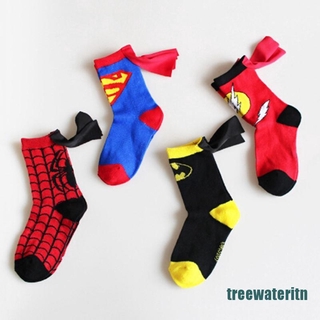 {ritn_hot}calcetines para niños capa superman spiderman niños niñas cosplay calcetines deportivos