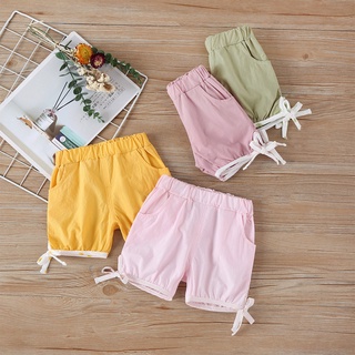 [XHSA]-Summer Children Kids Baby Girls Candy Colors Casual Shorts Elastic Waist Pants