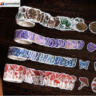 PREVENTAD 100Pcs/Roll Decorative Washi Tape Stationery Mushroom Butterfly Flower Adhesive Tape Sticker Scrapbooking DIY Label Masking