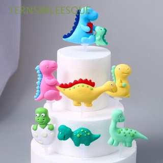 TERNSMILEESQUE 3D Cupcake Toppers Cartoon Dinosaur Cake Decorations Animal Theme Party Birthday Party Decor Cake Decor Cake Toppers