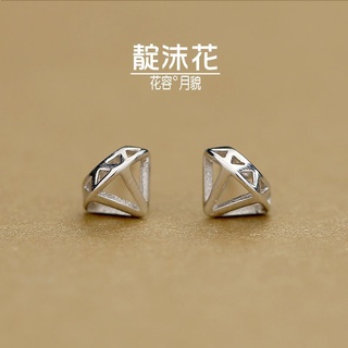 s925Pendientes de plata huecos con corona tridimensional elegantes, modernos y sencillos pendientes de diamantes frescos para mujer coreana