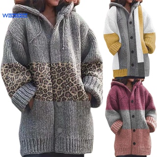 Wintergift otoño invierno abrigo de punto bolsillos con cordón chaqueta de punto suéter de longitud media ropa de abrigo (9)