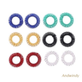 AND 12PCS Spiky Sensory Finger Acupressure Ring Fidget Toy For Kids Adults Silent Stress Relief Massager Helps With Focus ADHD Autism