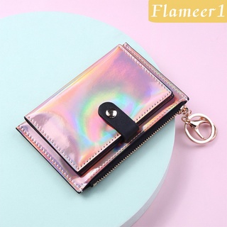 [Flameer1] cartera de mujer Bifold con bolsillo para monedas, llavero, color morado (2)