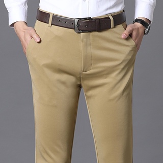 Pantalones formales rectos para hombre holgura en la oficina Flexible Flexible pantalón suelto Casual largo [negocio CEO padre pantalones] (9)