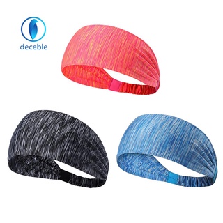 Deceblel Breathable Striped Headband Outdoor Sport Workout Fitness Elastic Sweatband