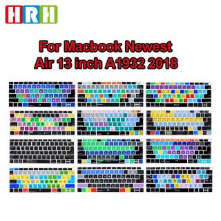 Hrh impermeable atajo Hotkey funcional silicona portátil inglés teclado cubierta de piel para MacBook Air 13" 2018 Release 2 con pantalla Retina US/ue versión