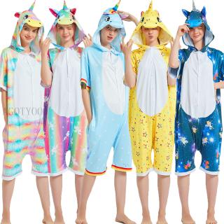 Pijamas de manga corta de las señoras de verano lindo Animal de dibujos animados unicornio pijamas suelto ropa de dormir ropa de hogar ropa de hielo de seda