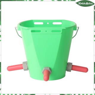 8L Farm Milk Feed Bucket with Nipples for Cattle Horses Sheep Lamb Dog