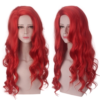 princesa mera el rey del mar tiene la misma peluca roja tocado con pelo rizado largo grande ondulado