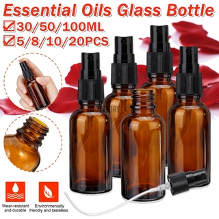 30ml/50ml/100ml botella de vidrio marrón pulverizador de aceites esenciales contenedor