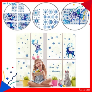 aay pvc ventana pegatina decoración multicolor ventana pegatinas adhesivas copo de nieve alce impresión para el hogar