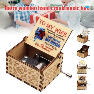 Caja de música de madera grabada manivela caja de música para hija esposa cumpleaños Festival regalos