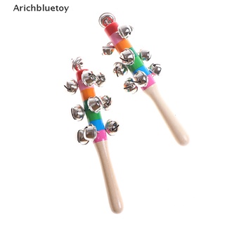 (Arichbluetoy) Wooden Stick Rainbow Hand Shake Bell Rattles Baby Kids Children Educational Toy On Sale