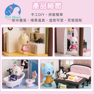diy mini cottage muñeca gato casa muebles kits juguetes hechos a mano modelo kit de juguete de pretender niños (5)
