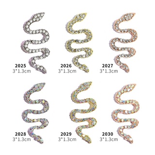BACK2LIFE1 Gold Silver Rose Gold 3D Nail Charms Salon Nails Rhinestones Snake Nail Art Decorations Oversized Luxury Crystals DIY Nail Supplies Zircon Nail Jewelry Metal Manicure Accessories (2)