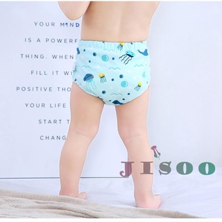 Soo-lavable pañales de tela elástico pantalones cortos para bebé, dibujos animados impreso reutilizable ajustable cintura alta calzoncillos